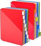 HABGP 8 Tab Dividers for 3 Ring Binder with Front Pocket, 16 Pcs Multicolor 3 Ring Binder Dividers with Tabs, Page Folder Plastic Tabbed File Dividers with Tabs,Three Ring Binder Index Dividers, 2 Set