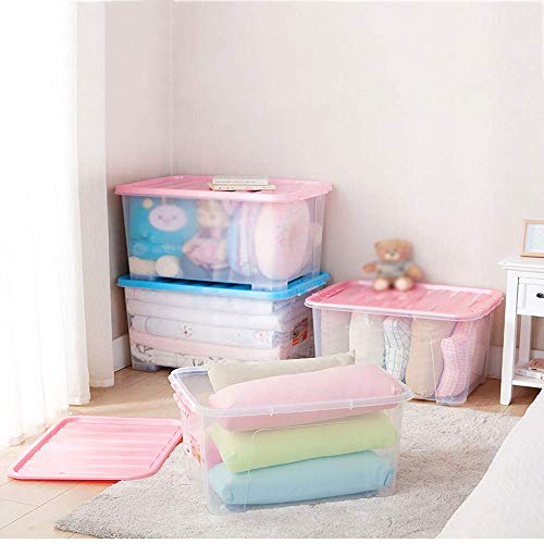 Rangement vêtements et couettes en plastique transparent avec support bois massif domestique