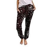 Lockerer und weiter Schnitt Damen Schlabberhose Elegant,Aladinhose,Sporthose High Waist,Haremshose mit Star Printed,Pumphose,Ballonhosen Für Damen Lang,Yogahose-Jogginghose-Freizeit Hosen Frauen,Urlaubshose Lose URIBAKY