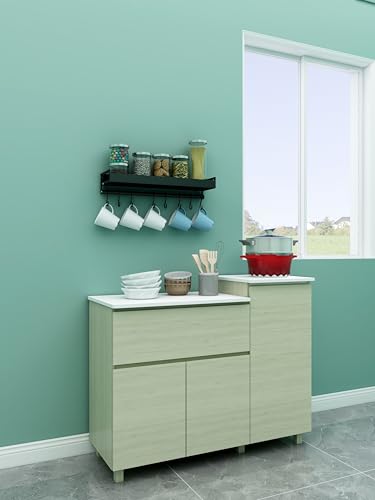 خزانة مطبخ عصرية من دبليو تي-إيزيكاير، بلون غسل أبيض بلوط/ خزانة عصرية بباب/ 3 أبواب مع رف/ مع درج/ تخزين منزلي