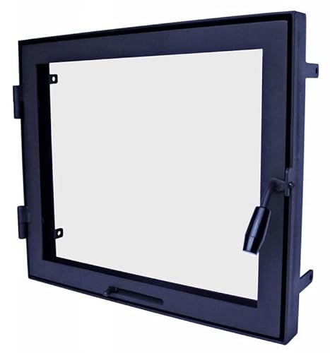 New Backofentür 60×50 Kamintür mit Glas Ofentür Kamintür Pizzaofentür Gußeisen Steinofentür Das Türchen zum Ofen | Öffnungsrichtung: Rechts | Der Griff Links | Modell NM2