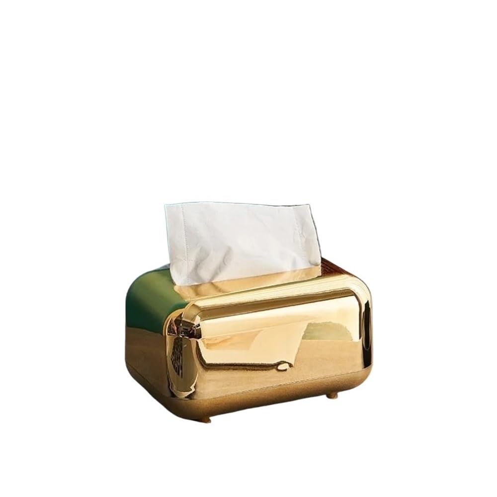 Aimanqi Gold Luxury En Tissue Boxes Storage Napkin Holder Paper Case Organizer Ornament Craft Desktop Tissue Holder Kitchen Tissue Box(Gold)