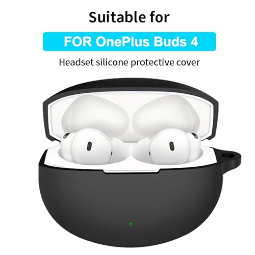 Image of Compatible with OnePlus Buds 4 Case Cover,Shock-Proof,Premium Silicone with Keychain,Lanyard,Cleaning Accessories-Black