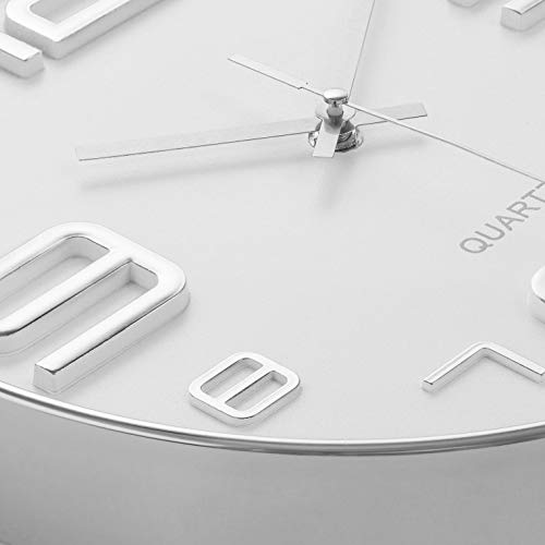 Reloj de Pared Silencioso Bernhard 12 Pulgadas Plata y Blanco miniatura 3