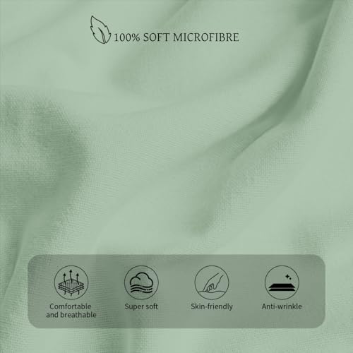 Image of HBHLFZ Twin XL Fitted Sheet Only, Soft Breathable Bottom Sheet - 39 inchx80 inch Deep Pockets Twin XL Size Fitted Sheet - All Around Stretch Fit, Wrinkle Resistant, Colorfast - Easy Care, Green