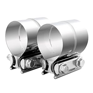 Vitonsbay 2.5 Inch Exhaust Clamp, 2 1/2 inch Lap Joint Exhaust Band Clamp Sleeve Coupler Stainless Steel (2Pcs)