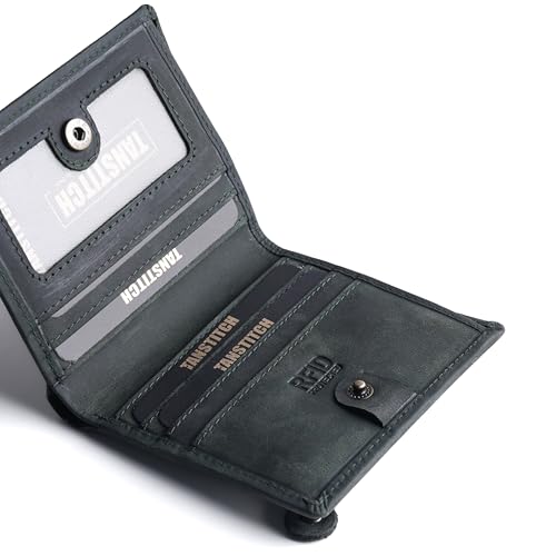 Image of TANSTITCH Hunter Brown Bi-Fold Wallet | Compact and Travel Friendly Structure | Durable, Contemporary, and Sophisticated | Premium Textured Leather | Proudly Made in India (Green Hunter)