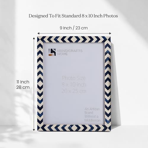Image of Handicrafts Home Azul 8x10 Picture Frame Set of 2, Vintage Photo Frames for Wall or Tabletop Display, Family Wall Decor, Gallery Wall Frame Set, Wall Display-Resin Inlay.Candy Cane Collection.