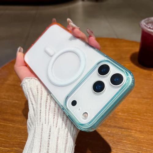 Coque magnétique iPhone 14 Pro Max bleu ciel transparente bordure dégradée