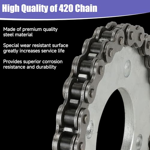 Image of 420 Chain 32 Links Replacement for Coleman KT196 CK196 Go Kart Parts Predator 196cc 6.5hp Engine Powersports 4 Wheeler Quad Go Kart Accessories Parts with 420 Chain Master Link Chain Breaker