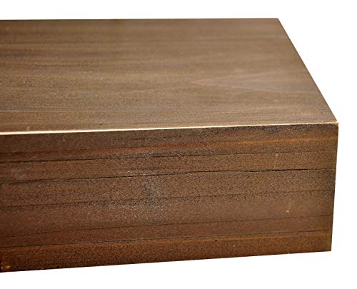 Spiretro Rectangle Floating Shelves Wall Mounted Set Of 2, Rustic Wood -16.5 Inch Ledge To Storage Organize And Trophy Display Home Decor For Bedroom, Living Room, Bathroom, Kitchen, Office_Teak Brown #TOP5