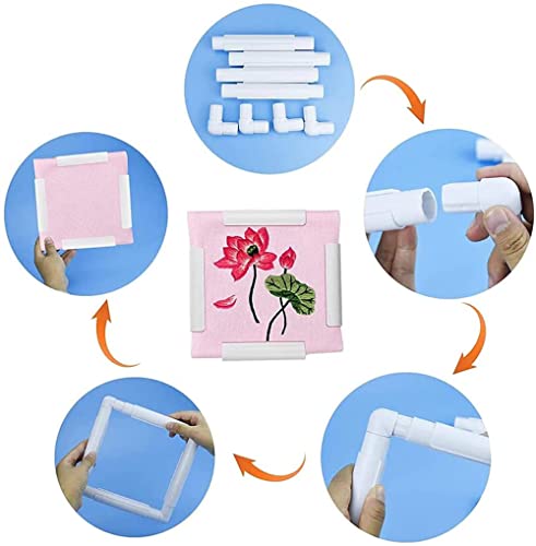 Square Embroidery Frame, 6 X 6 Inch Plastic Embroidery Hoop Rectangle Cross Stitch Clip Frame Hand Embroidery Hoops Embroidery Snap Frame Diy Sewing Tools For Cross Stitching, Quilting, Needlepoint #TOP6