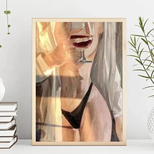 Affiche toile femme au verre à vin pour habiller un mur vide avec élégance vintage