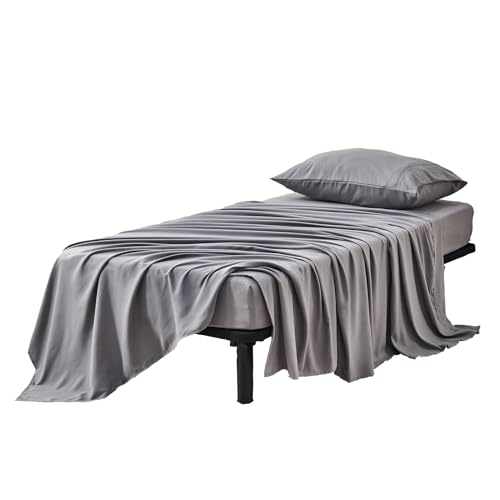 Kingnex 30x75x9 RV Bunk Sheets Set for Narrow Twin Bed Soft Brushed 1800 Microfiber 3 Piece Bedding Set Includes 1 Cot Size Fitted Sheet 1 Flat Sheet 1 Pillowcase Cot Grey