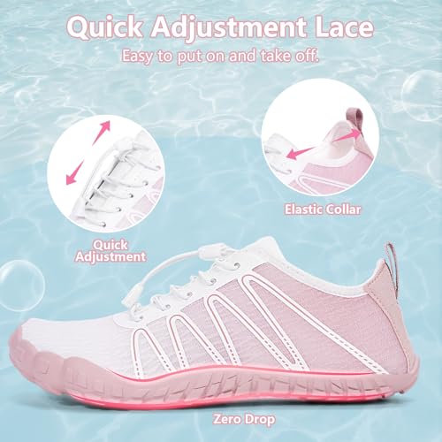 Image of Hike Barefoot Water Shoes for Women Men Footwear, Quick Dry Wide Toe Box Pro Beach Swim Athletic Sports Shoes, Non-Slip Lightweight Aqua Shoe for Pool Hiking Walking Kayaking Diving Surfing