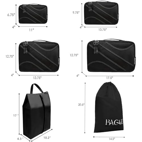 BAGAIL 6 Set Packing Cubes,Travel Luggage Packing Organizers
