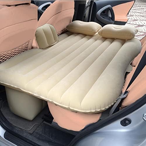 Inflatable Car Air Mattress with Pump - Car Back Seat Air Bed with 2 Pillows for All Type Car - Portable Car Air Bed for Picnic and Outdoor Camping