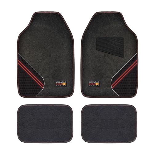ROLMOVIL Alfombrillas Coche Set Red Bull Racing Negro Rojo Modelo Carpet 4 – Juego Alfombrillas Universales Estilo Deportivo Elegante – Protector Suelo Auto