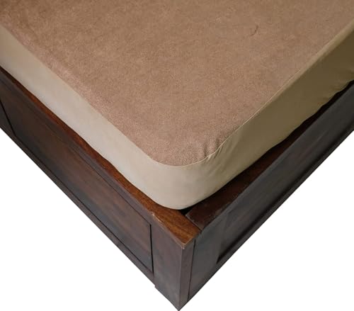 Image of Waterproof Mattress Protector Single Size 72x42 - Waterproof Terry Cotton Mattress Protector /Bed Cover Single Size Bed - Beige Color - Water Proof Mattress Protector for Kids Urine