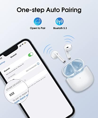 coioc Wireless Headphones, CVC8.0 Bluetooth Headphones, Wireless Earbuds Bluetooth 5.3, Ultra-light, 30H with Mini Charging Case, USB-C Fast Charge, Comfort Fit, Deep Bass, IPX7 Waterproof(White).