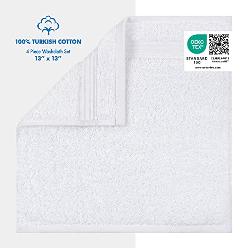 Cotton Paradise Washcloths For Bathroom, 13 X 13 Inch 100% Turkish Cotton Towels Soft Absorbent Luxury Washcloths, Small Hand Face Towels, White Washcloths #TOP1