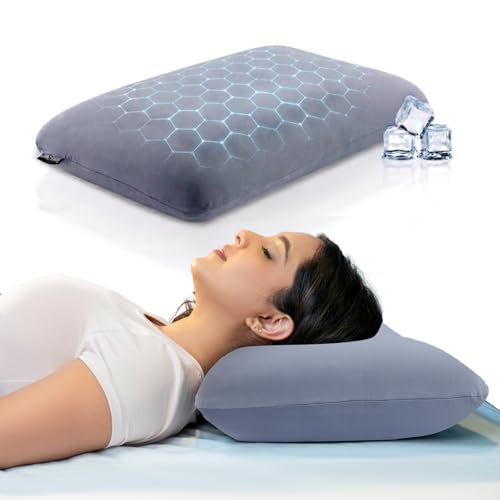 Image of CareFoam Cooling Memory Foam Pillow - Feels Cool on Touch | Nylon Spandex Cold Fabric Cover | Orthopedic Cervical Neck Pain Relief Pillow for Back, Side & Stomach Sleepers
