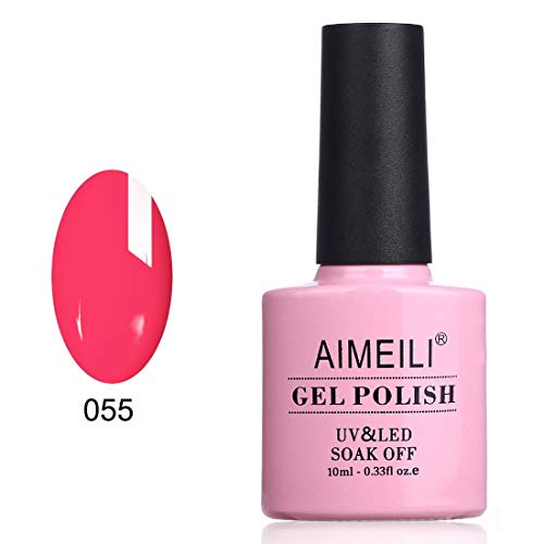 AIMEILI Esmalte Semipermanente De Uñas Soak Off UV LED Uñas De Gel - Neon Shocking Pink (055) 10ml
