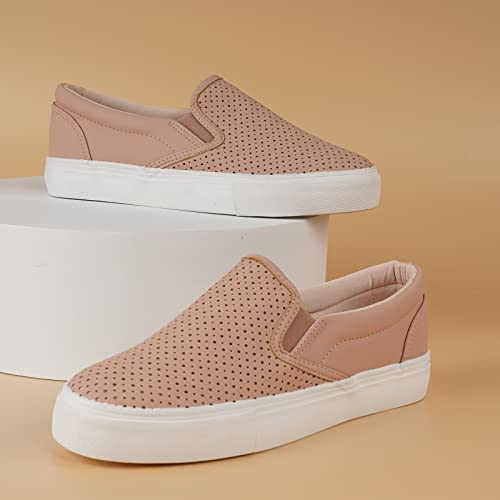 Image of JENN ARDOR Womens Slip On Sneakers Perforated /Quilted Casual Shoes Fashion Walking Flats