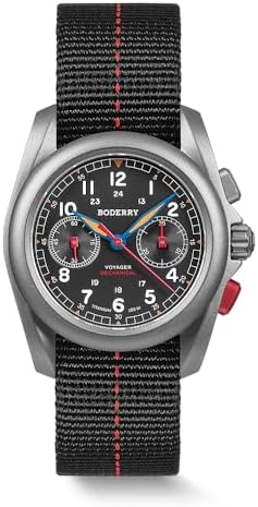 BODERRY Titanium Chronograph for Men, Automatic Mechanical Field Watch, Sapphire Crystal, 200M Waterproof- Voyager