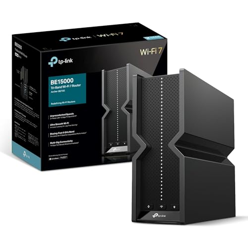 TP-link Archer BE700 Tri-Band BE15000Mbps WiFi 7 Router Ultra-Fast 10G Multi-Gig and 2.5G Ports 8-Stream WiFi Router VPN Client Support USB 3.0 Port EasyMesh Compatible 8K Streaming HomeShield