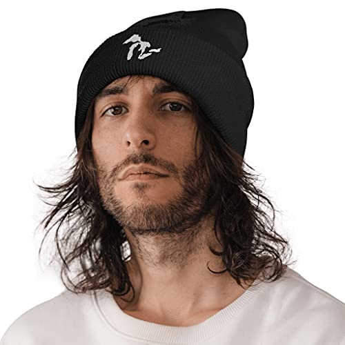 Image of Embroidery Goth Beanie Knit Hats for Men & Women, Embroidery Winter Hats Skull Cap