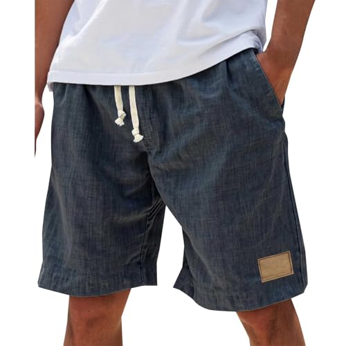Short de sport décontracté pour homme en lin avec taille élastique chino grande taille été