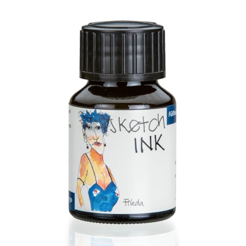 Rohrer & Klingner sketchINK Tinta de escritura y dibujo - Frasco de 50 ml - Azul Paloma | Frieda