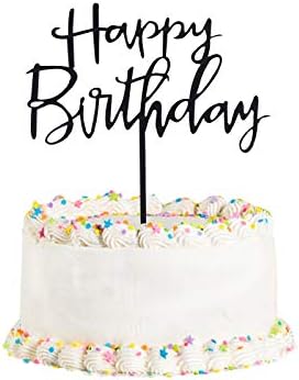 Happy Birthday Cake Topper. Cake Party Decorations, Acrylic Black Birthday cake Topper
