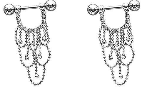 Nipple Shield Rings Barbell Barbells Chandelier Sold As A Pair 14 Gauge #TOP1