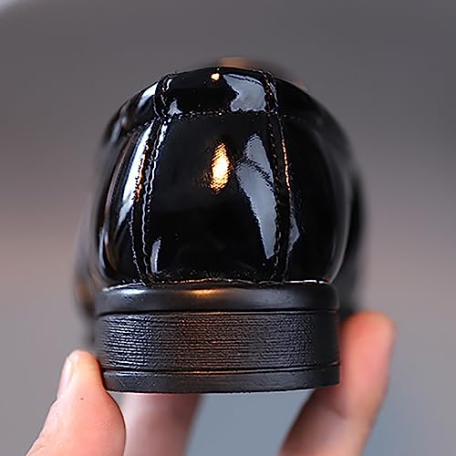 XinYiQu Sapato social casual Oxford clássico de couro sintético com cadarço para meninos, Preto, ver