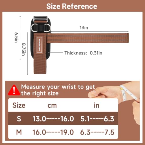 Image of MANUEKLEAR Non-Slip Wrist Straps for Weightlifting Deadlifting, Gym Lifting Straps with D Rings for Cable Machine Workout, 10mm Neoprene Padded Weight lifting Wrist Wraps for Men Women (Brown, M (16.0-19.0 cm))