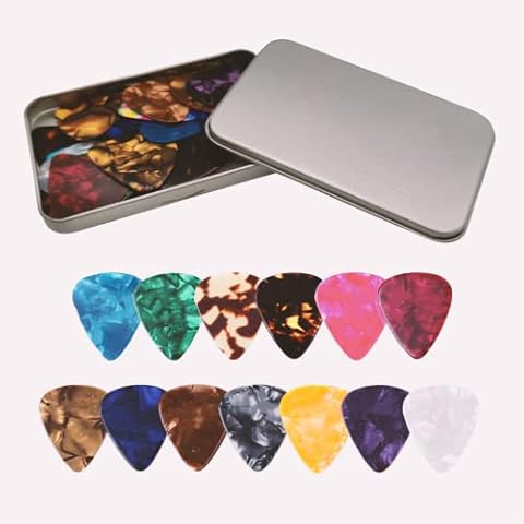 Guitar Picks 24 pcs, Guitar Plectrums for Your Electric, Acoustic, or Bass Guitar ,0.46mm-Thin,0.71mm-Medium,0.96mm-Heavy Cover