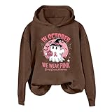 Sudaderas con capucha para mujer, diseño de fantasma, de manga larga, sin bolsillo, para otoño e invierno, ajuste holgado, cómodas, informales, disfraces de Halloween, 03# Café, XXL