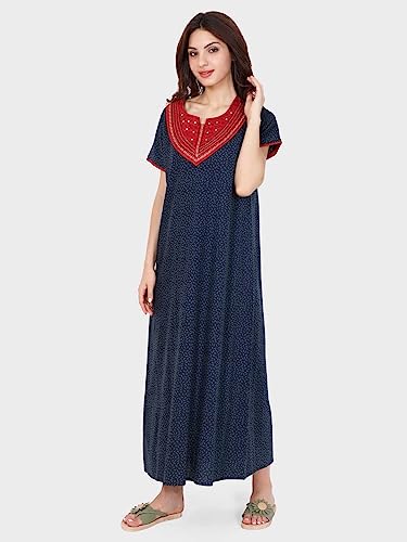 Image of Evolove Women's Cotton Long Maxi Night Gown Nighty Dress with Pocket, Super Soft Comfortable (LNG-Cotton-2)