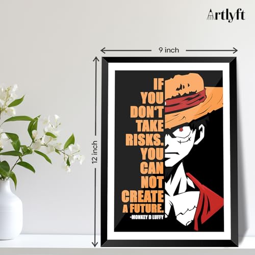 Image of ArtLyft Demon Slayer Anime Wall Frame A4 | Rengoku Quote Poster Frame | Motivational tanjiro - renguko Wall Art | Otaku Room Decor | Anim Lover Gift (Monkey D Luffy)