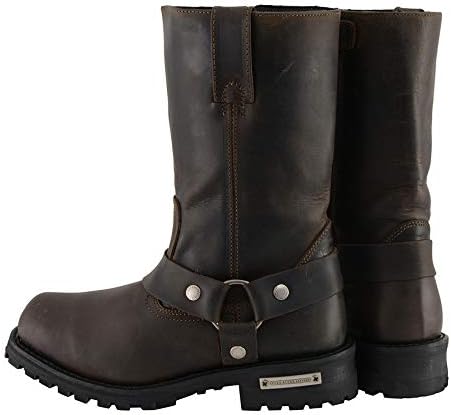 Miniatura 7 de Milwaukee Leather MBM9062 - Botas clásicas de 11 pulgadas con arnés marrón oscuro con punta cuadrada para hombre, talla 9