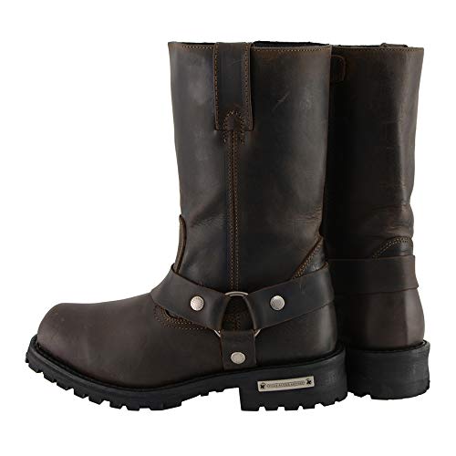 Milwaukee Leather Mbm9062 Men's Classic 11 Inch Dark Brown Harness Square Toe Boots - 12 #TOP6