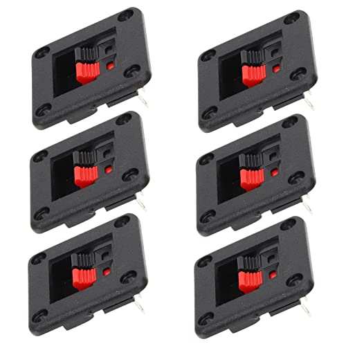 CAXUSD ステレオスピーカー端子コネクタ スピーカースプリングクリップ 接続プレート 銅製耐熱設計 高電流対応 音響機器パーツ 6個セット