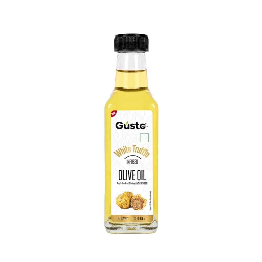 White Truffle Oil - 100ml | Truffle Infused Olive Oil | Gourmet Earthy Flavor for Drizzling over Pasta, Popcorn, Pizza, Vegetables | Ideal for Salad Dressings