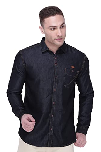 Image of Kuons Avenue Men's Denim Casual Shirt | Regular Fit | Full Sleeves | Smart Spread Collar | - Perfect for Everyday Casual