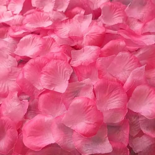 WZBAO 1000/3000 Stück Bunte künstliche Rosenblätter, romantische Seidenrosen zum Hochzeitstag, zur Dekoration von Hochzeitsfeiern, Rosen-Durk Pink-1000 Stück