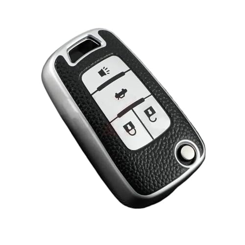 Coques clé voiture Chevrolet résistant aux rayures | Étui cuir TPU argent 4 boutons