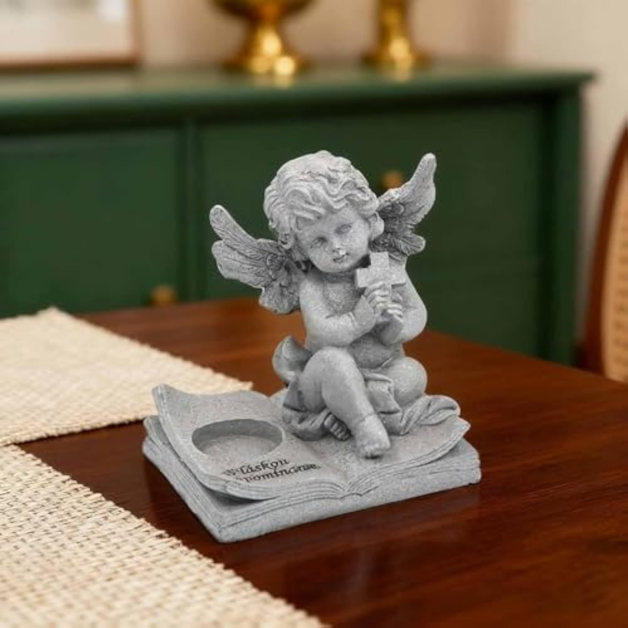 Cherub Tea Light Holder Memorial Statue for Candlelight