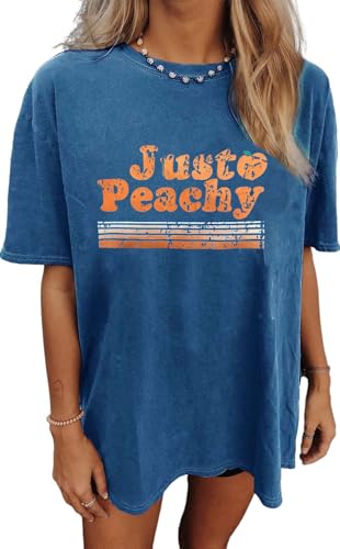 Oversized Graphic T-Shirt for Women Vintage Floral Shirt Rock Band Music Guitar Tee Casual Holiday Cute Plant Tops(X-Large, J-blue-02)